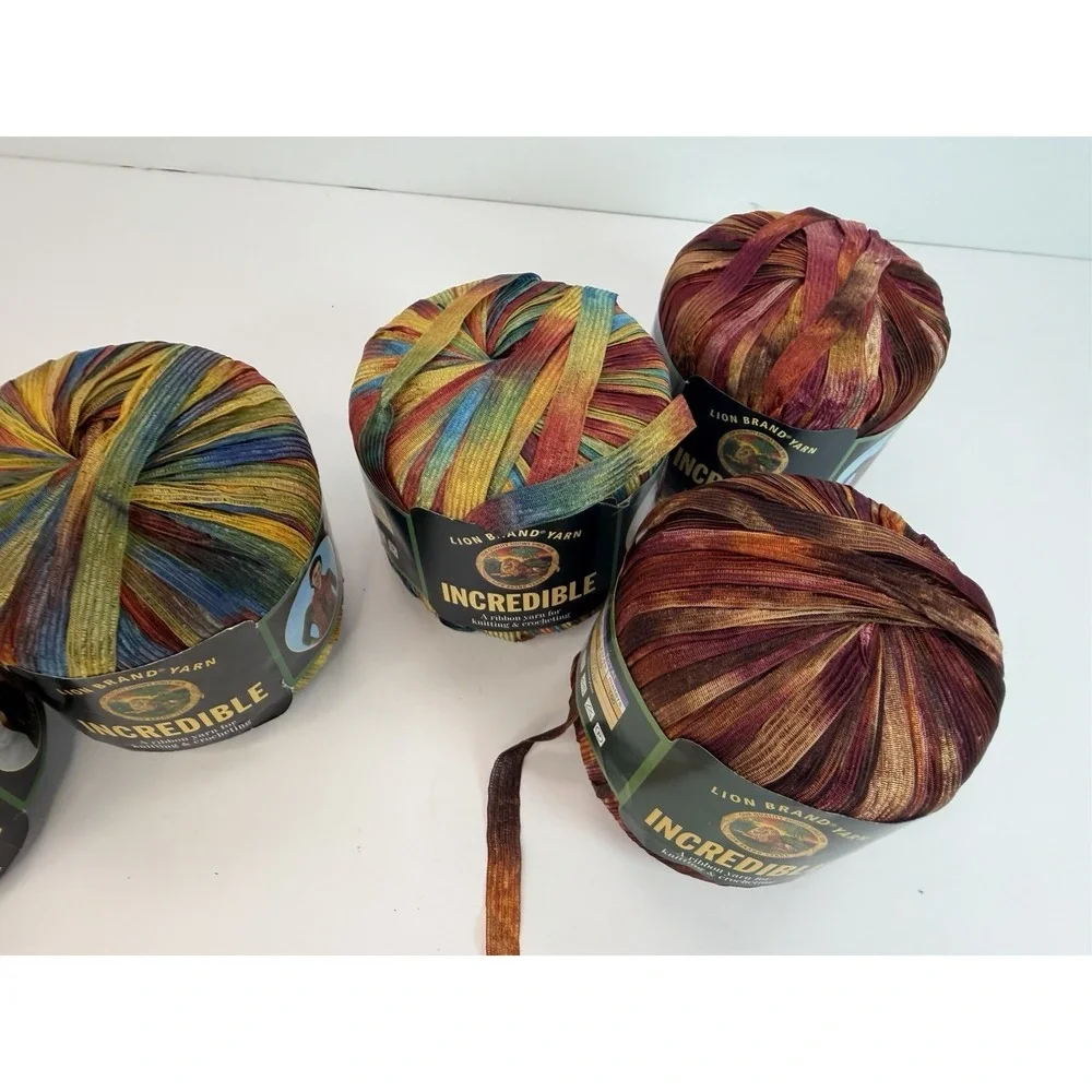 Lion Brand Incredible Ribbon Yarn Purple Autumn+ Weight 5 Bulky Lot Of 7
